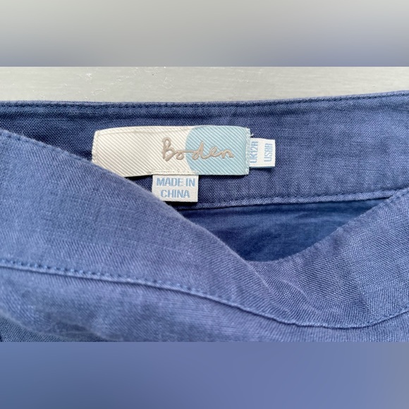 BODEN Size 8 linen skirt in denim and red and white stripe - Picture 2 of 5